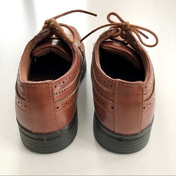 Deer Stags “Ace” Style Lace Up Brown Boys Shoes - Picture 5 of 10